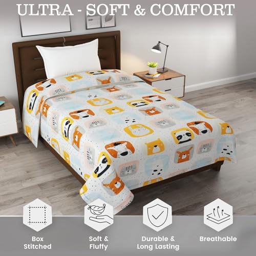 FRESH FROM LOOM Summer Collection Single Bed Blanket for Kids |Cartoon Printed Dohar for Kids Boy & Girls| Glace Cotton Soft Children Comforters | Summer Blanket (60x90 Inche | Panda Cream) | TC - 144 - Image 2