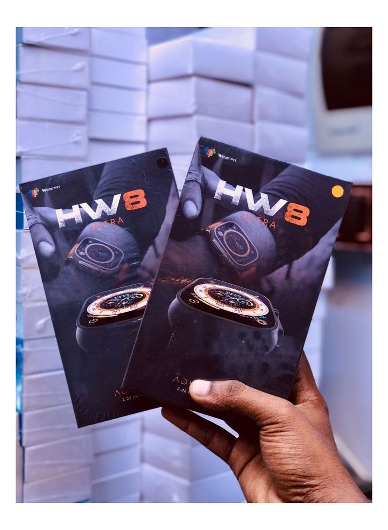 HW8 Watch Ultra 2.02 Full Screen Smart Watch HD Full-Screen Display Smartwatch Ultra With Two Set Strap and Wireless Charger for Men's and Boys Orange - Image 3