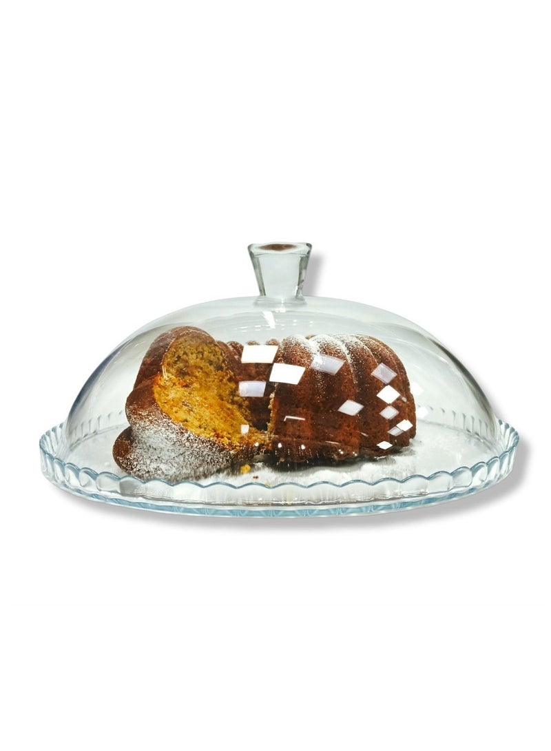 Pasabahce Patisserie Glass Service Plate & Dome 32 cm Clear - Image 4