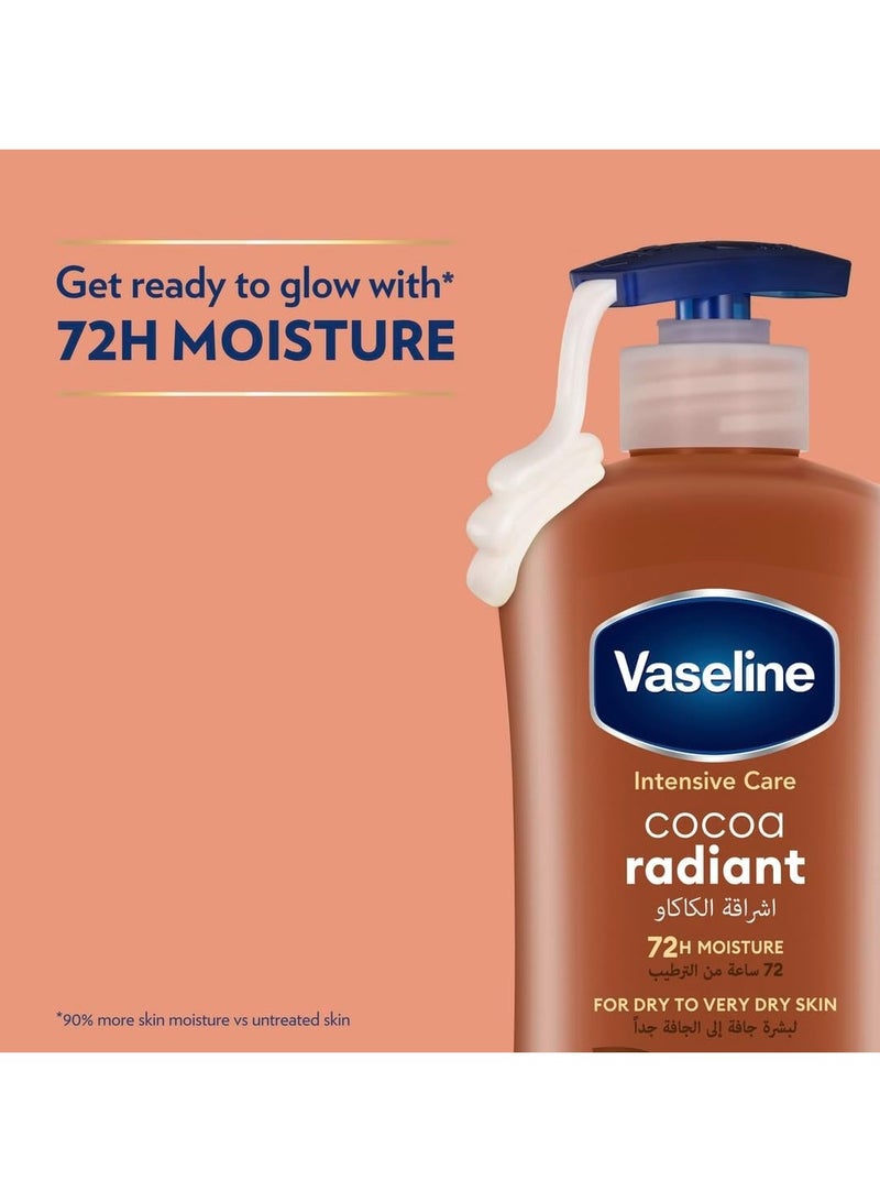 فازلين لوشن العناية المركزة للجسم برائحة الكاكاو المتألقة، ترطيب لمدة 72 ساعة، 600 مل - Image 2