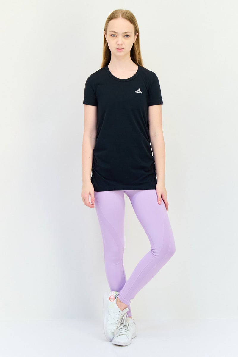 Adidas Women Sportswear Fit Short Sleeves Running Top, Black  - Image 4