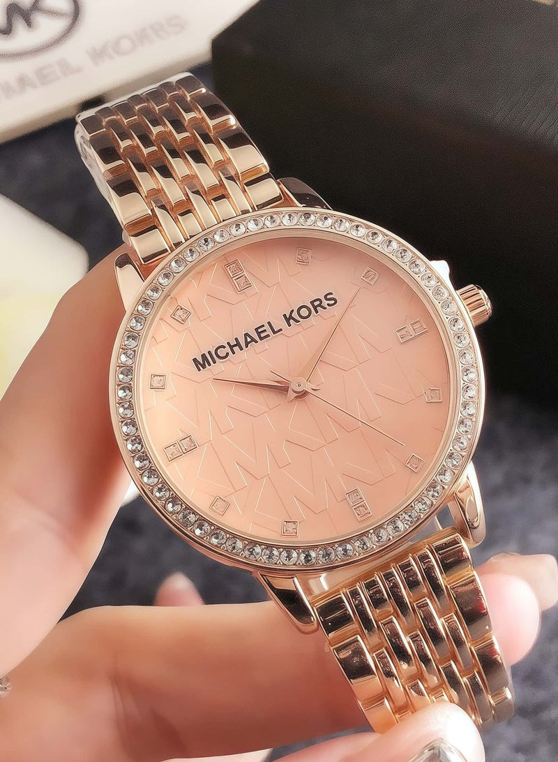 عضو الكنيست كلاسيك رجالي السيدات أزياء متعددة الوظائف سبيكة جولة كوارتز ووتش الفولاذ المقاوم للصدأ الفرقة 35cm