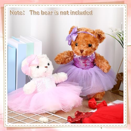 Relaxgiant 6 Pcs Bear Clothes with Bow Headbands Fit 12-16 Inch Dolls Stuffed Animals Bear Dress Tutu Skirt Accessories Make Your Own Stuffed Animals(Vibrant,Tutu) - Image 3