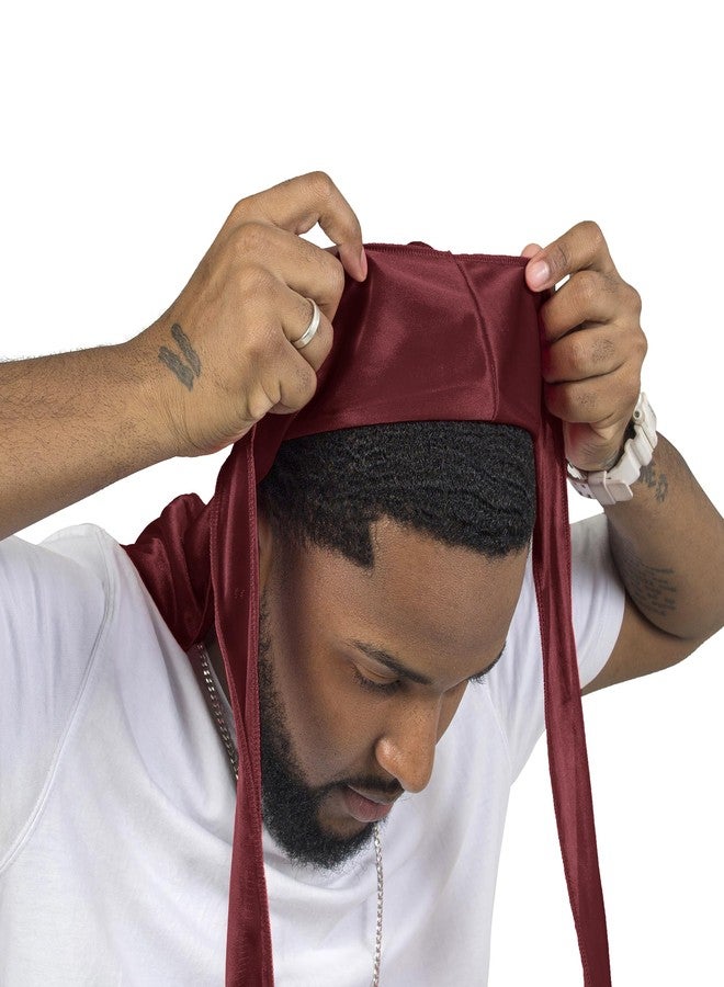 ForceWave Silky Durag for Men Wave Cap Satin Dorag for Men Women 360 Wave (Burgundy) - Image 3
