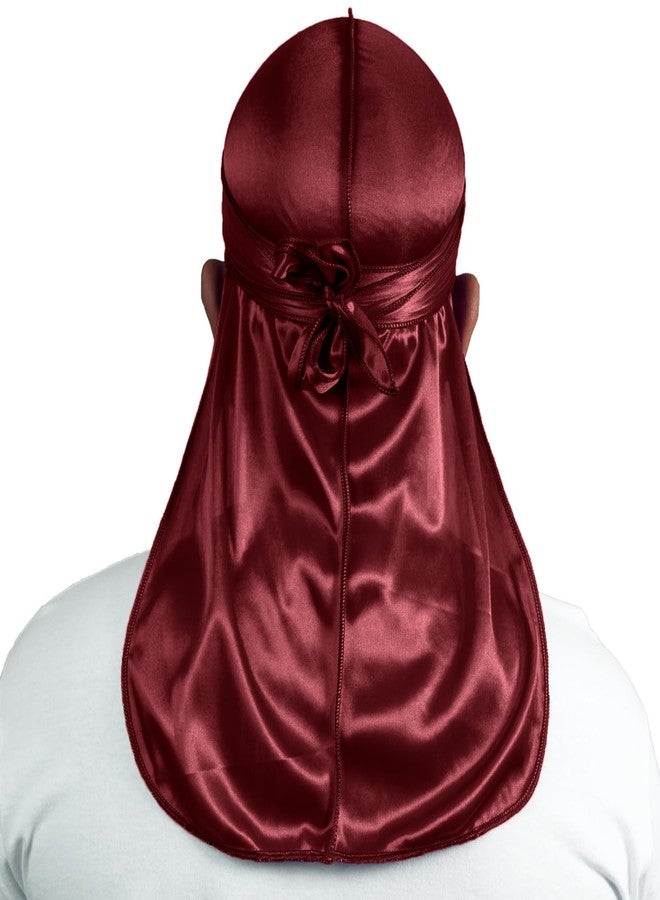 ForceWave Silky Durag for Men Wave Cap Satin Dorag for Men Women 360 Wave (Burgundy) - Image 2