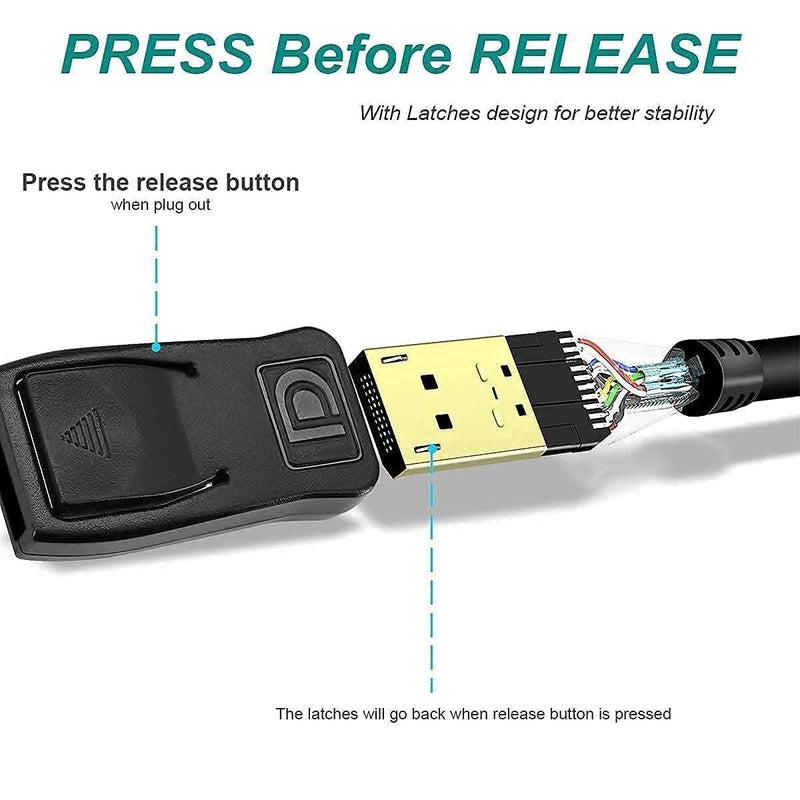 VOOCME كابل Mini Displayport (Mini Dp) إلى Displayport ذكر إلى ذكر منفذ Thunderbolt متوافق مع Macbook Air/Pro، Surface Pro/Dock، شاشة، لابتوب، بروجيكتور. (عبوة من 1) - Image 5