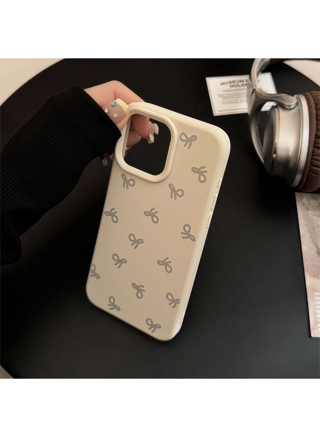 NIBEMINENT Bowknot Protective TPU Case Cover For iPhone 15 Pro Max, Cheese White