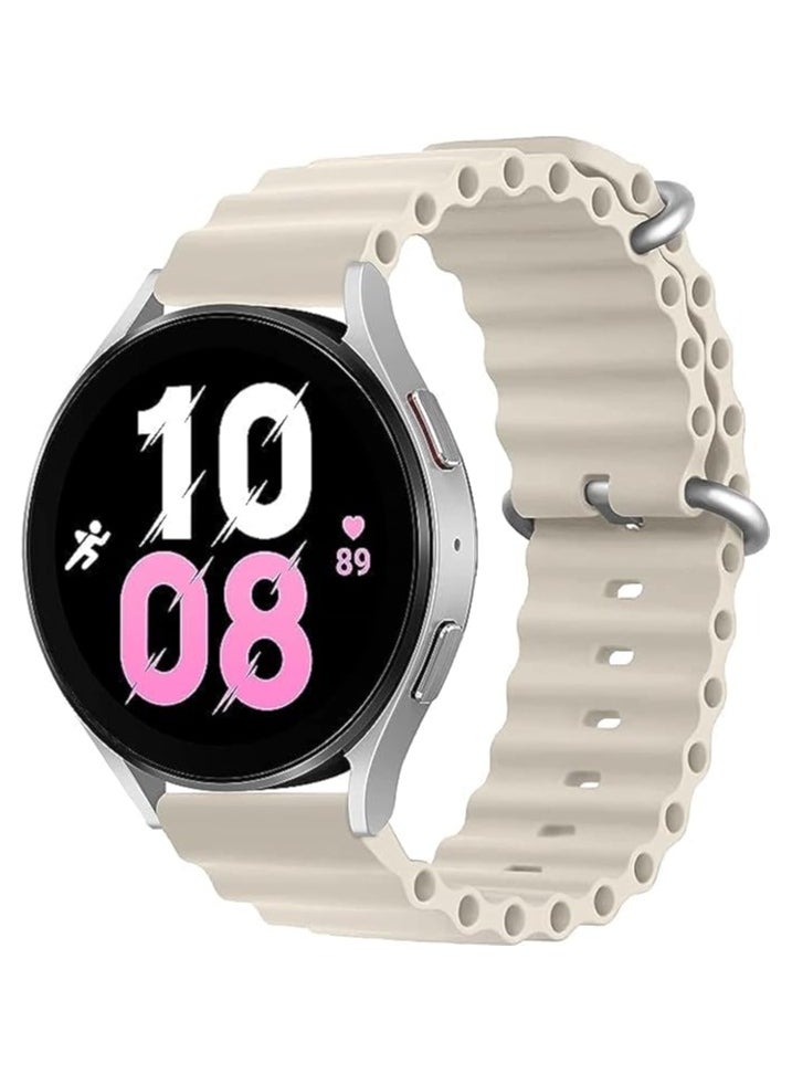 ten.tech - Ocean Silicone Band 20mm, Waterproof Soft Silicone Sport Band Compatible with Samsung Galaxy Gear Sport Watch 4, 5, 5 Pro and S2 Classic Active 2 40/44mm by TenTech – Starlight - Image 1