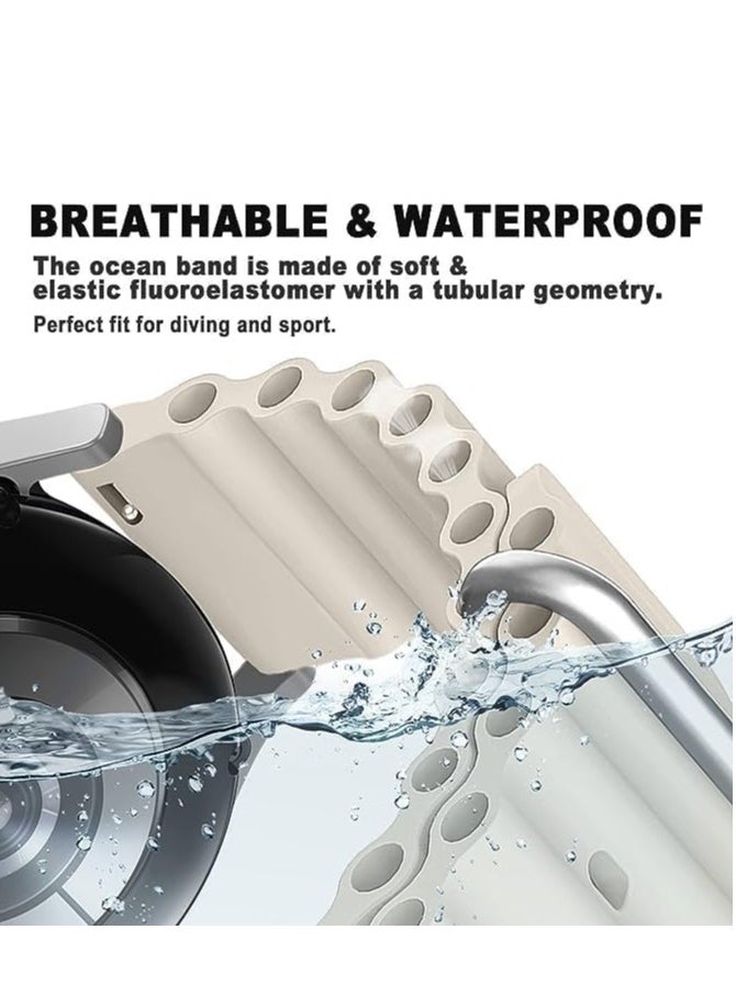 ten.tech - Ocean Silicone Band 20mm, Waterproof Soft Silicone Sport Band Compatible with Samsung Galaxy Gear Sport Watch 4, 5, 5 Pro and S2 Classic Active 2 40/44mm by TenTech – Starlight - Image 1