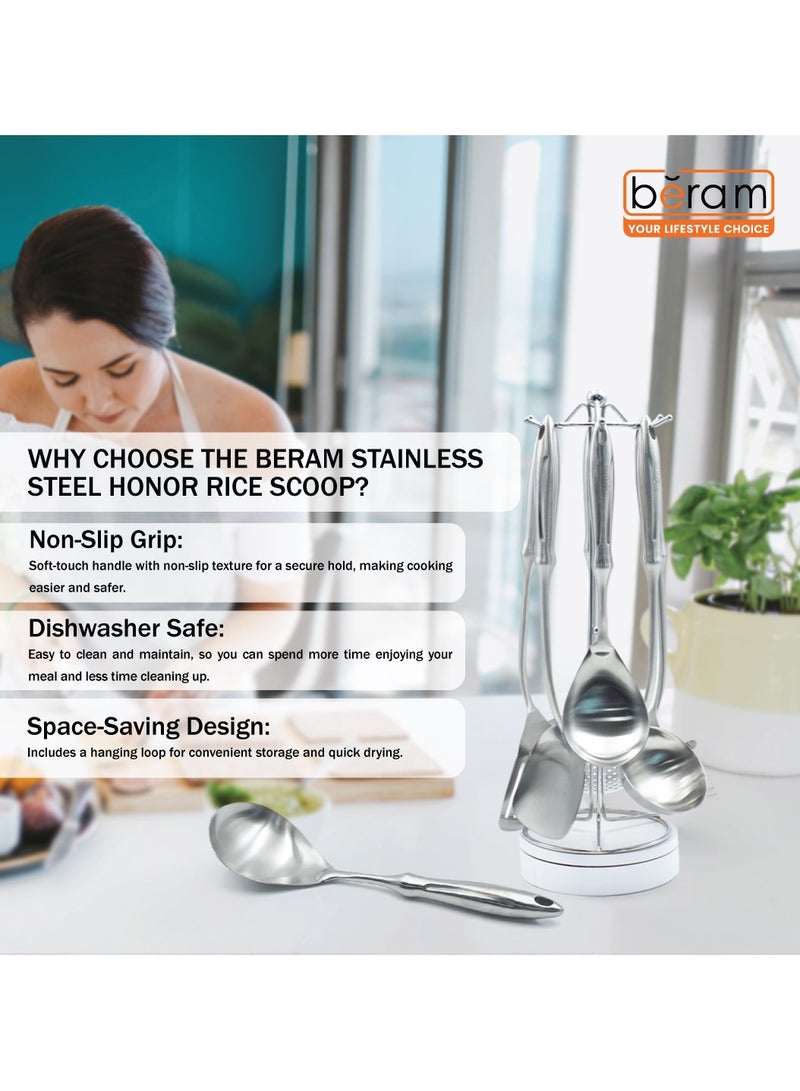 Beram Honor Rice Scooper, 304 Stainless Steel Cookware, Cooking Utensils, Kitchen Tools, Serving Spoons, and Spatulas 100% Food Grade, Elegant Design - Image 2
