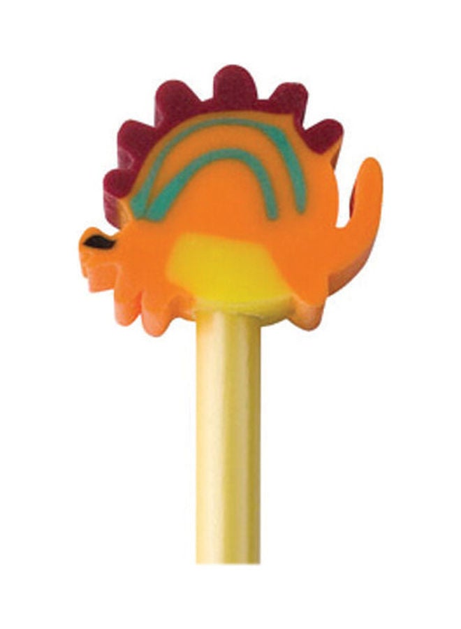 NIBEMINENT Pencil with Giant Eraser in Rubber Dinosaur Orange/Yellow/Green/Red - Image 2