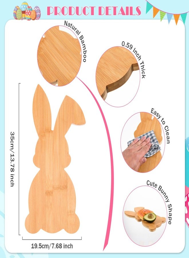 AWIZOM Easter Bunny Shaped Cutting Board Rabbit Bamboo Charcuterie Board Wooden Bread Cheese Serving Tray Platter Kitchen Chopping Board for Easter Spring Holiday Housewarming Present,13.78x7.68x0.59" - Image 2