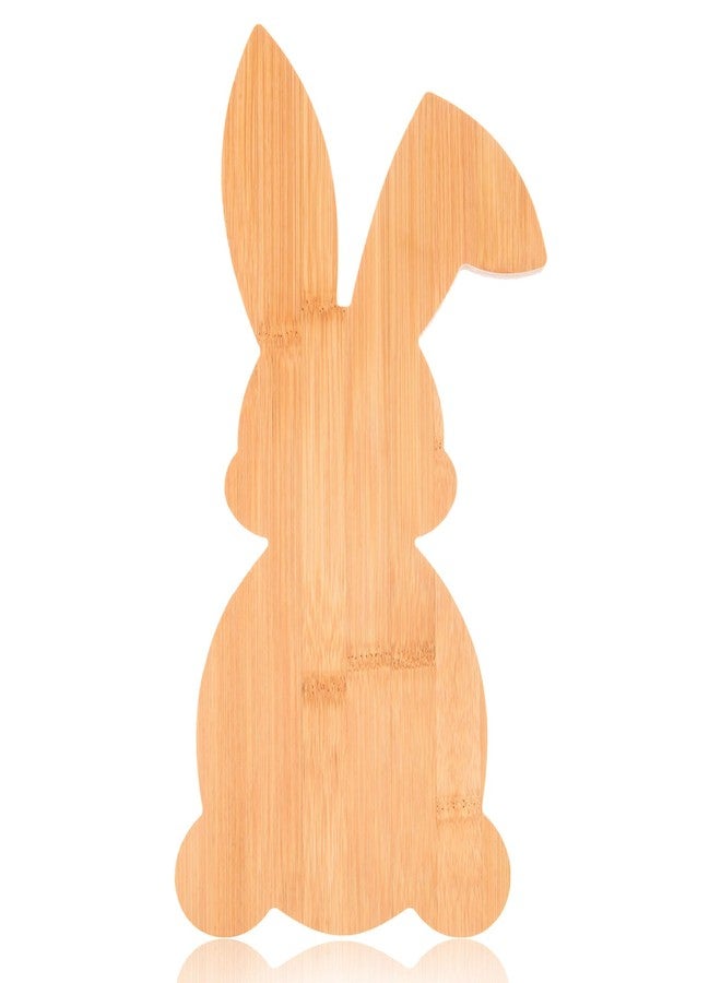 AWIZOM Easter Bunny Shaped Cutting Board Rabbit Bamboo Charcuterie Board Wooden Bread Cheese Serving Tray Platter Kitchen Chopping Board for Easter Spring Holiday Housewarming Present,13.78x7.68x0.59" - Image 1