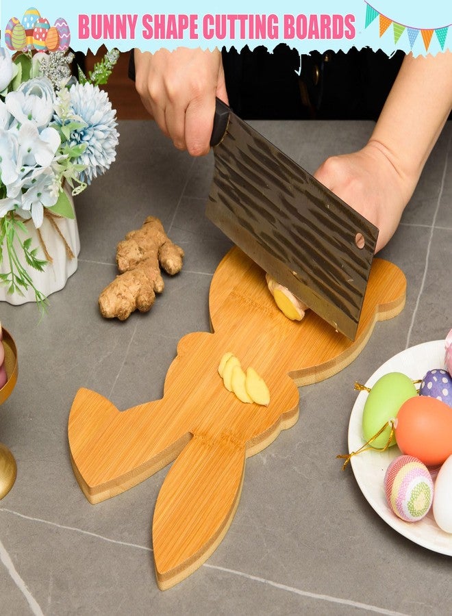 AWIZOM Easter Bunny Shaped Cutting Board Rabbit Bamboo Charcuterie Board Wooden Bread Cheese Serving Tray Platter Kitchen Chopping Board for Easter Spring Holiday Housewarming Present,13.78x7.68x0.59" - Image 3