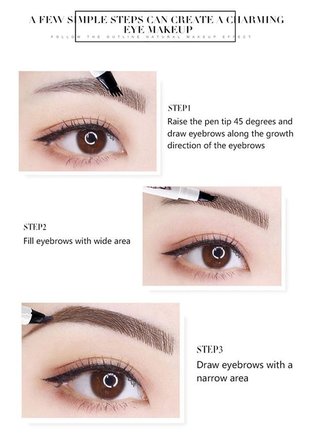 ميوزك فلاور غرامة رسم قلم الحواجب السائل كستنائي ، أربعة شوكة قلم الحواجب ، قلم الحواجب للماء - Image 3