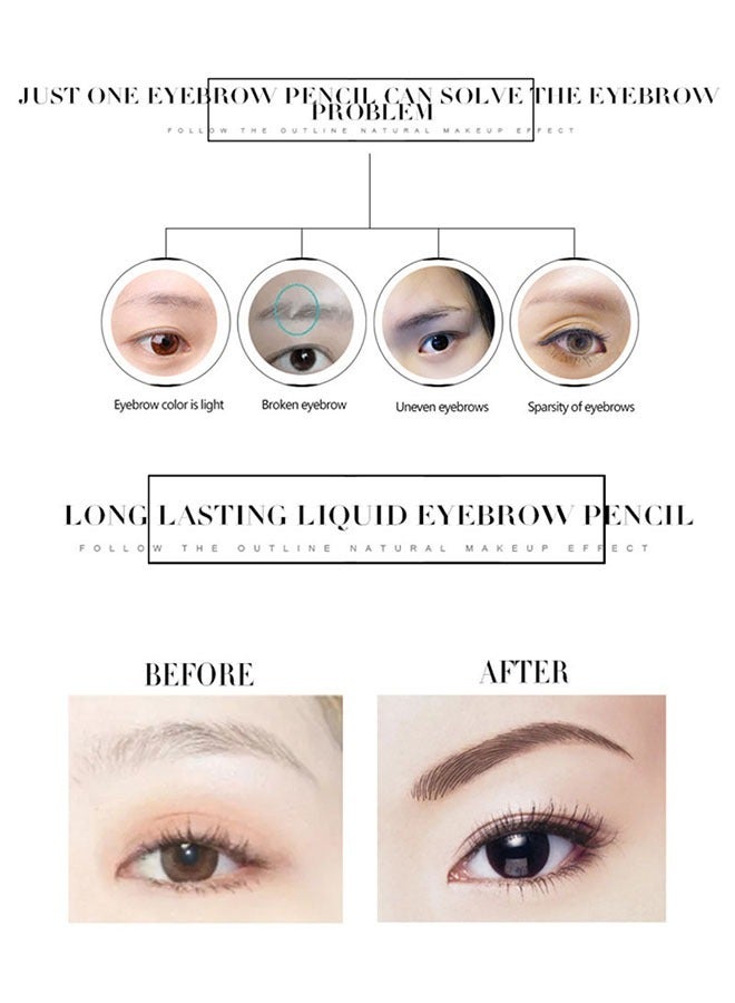 ميوزك فلاور غرامة رسم قلم الحواجب السائل كستنائي ، أربعة شوكة قلم الحواجب ، قلم الحواجب للماء - Image 2