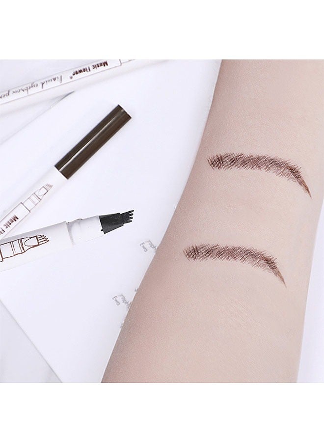 ميوزك فلاور غرامة رسم قلم الحواجب السائل كستنائي ، أربعة شوكة قلم الحواجب ، قلم الحواجب للماء - Image 4