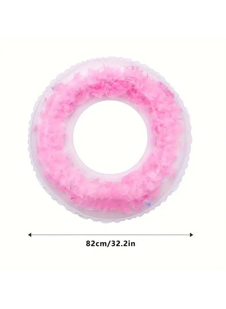 Goolsky 1pc Inflatable Transparent Swimming Ring With Feather Design, Swimming Supplies(90#) - Image 2