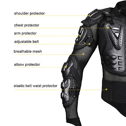 Aikelai Adult Motorcycle Protective Jacket and Knee Pads, Motorcycle Accessories, Back Spine Chest Protector, Full Body Chest Armor for Motocross Dirt Bike Gear(XL) - Image 3