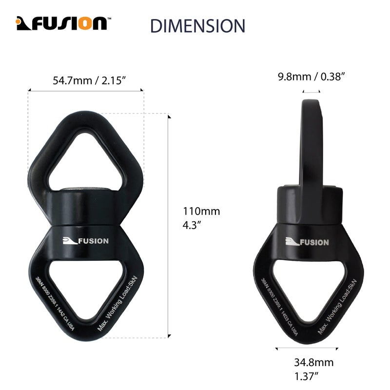 FUSION Swing Swivel, 36 KN Rotational Device Hanging Accessory for Web Tree Swing, Therapy Swing, Aerial Dance,Aerial Yoga, Swing Spinner Hanger, Rock Climbing, Hanging Hammocks - Image 2