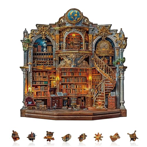 AEEKDOOK Wooden Puzzles for Adults Gothic Revival Library Wood Puzzles Adult Unique Animal Shape Wooden Jigsaw Puzzles for Adults for Puzzle Lovers Family11 114in 200 Pieces - Image 5