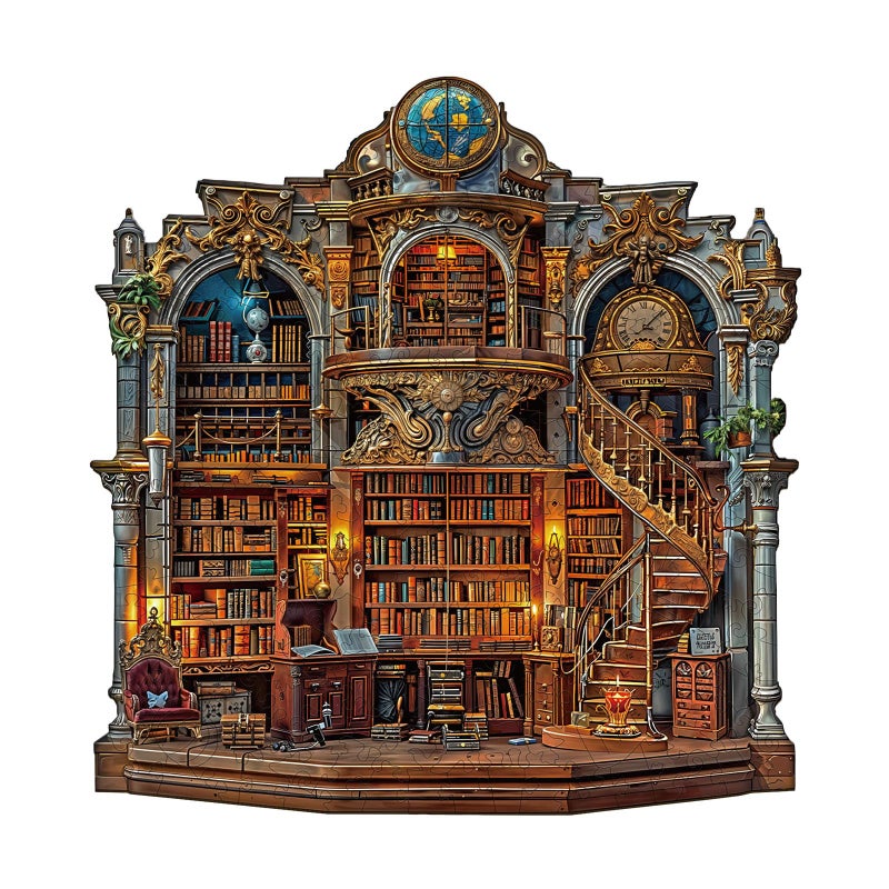 AEEKDOOK Wooden Puzzles for Adults Gothic Revival Library Wood Puzzles Adult Unique Animal Shape Wooden Jigsaw Puzzles for Adults for Puzzle Lovers Family11 114in 200 Pieces - Image 3