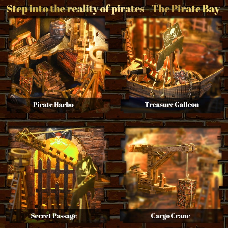 VORATHIS Book Nook Pirate Kit - DIY Miniature House Kit for Adults, Teens, Dollhouse Booknook Bookshelf Insert Decor with LED Light, 3D Wooden Puzzle Gifts for Family, Friends - Image 3