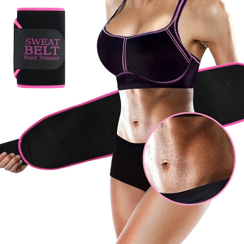Lisacool Waist Trainer for Women,Sweat Band,Belt for Weight Loss,Waist Trimmer,Waist Trainer for Women Working Out Black/Pink - Image 1