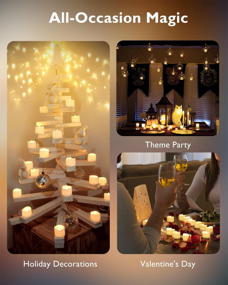 Homemory 12Pcs Flickering Flameless Candle Battery Operated, 200+Hours Fake Electric LED Tea Lights for Votive, Centerpiece Table Decorations, Wedding, Aniversary, Halloween, Christmas - Image 5