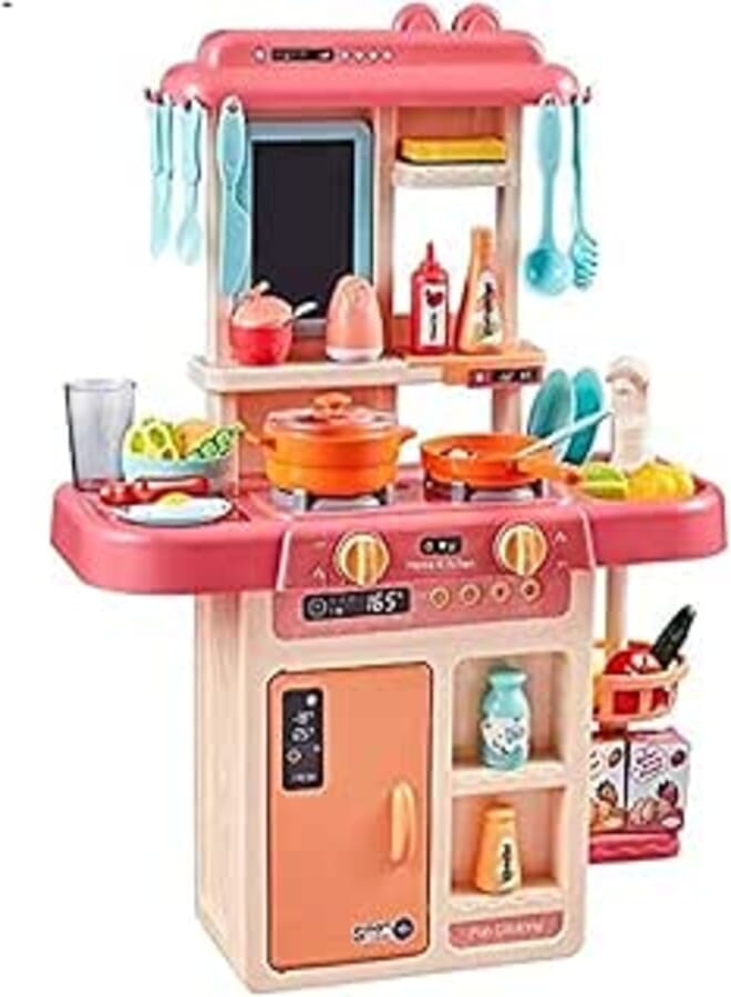 Pink Spray Kitchen Playset 63cm Play Set Kids Toys Food Toys for Girls Boys Cooking Tools