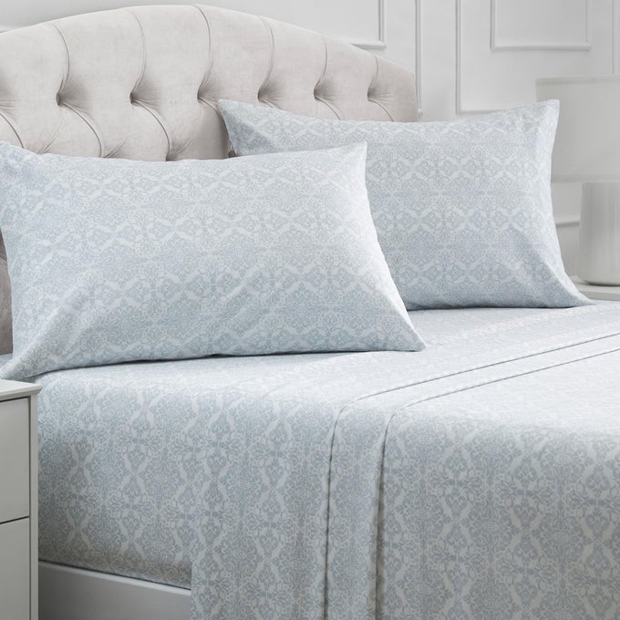 FULL SHEETS SET 4 PC ICONIC COLLECTION BEDDING HOTEL LUXURY EXTRA SOFT COOLING BED SHEETS WRINKLE FADE STAIN RESISTANT FULL LACED SKY BLUE