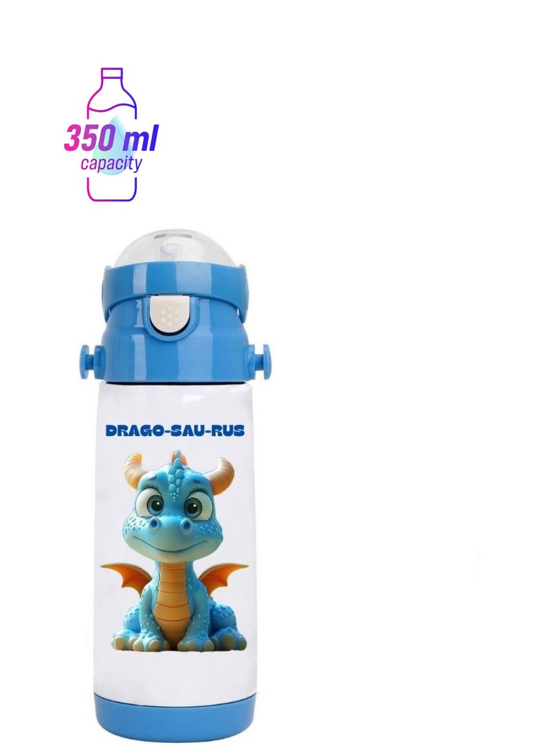 PRINTSHOP4ME Kids Unisex Insulated Stainless Steel Water Bottle With Straw-Insulated For Hot&Cold Drinks|Ideal For School|Kids Boys And Girls Water Bottle Easy-To-Carry-350ml  - Image 1