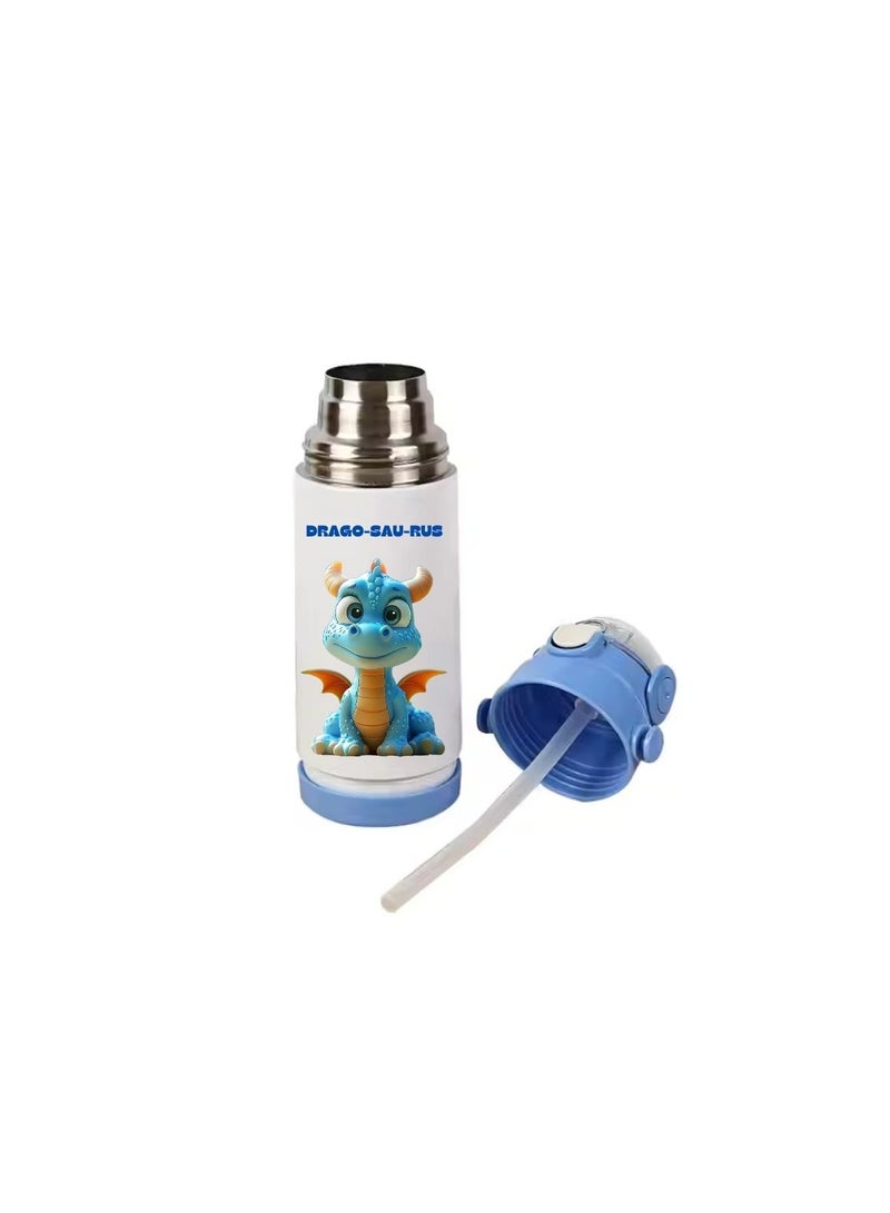 PRINTSHOP4ME Kids Unisex Insulated Stainless Steel Water Bottle With Straw-Insulated For Hot&Cold Drinks|Ideal For School|Kids Boys And Girls Water Bottle Easy-To-Carry-350ml  - Image 3