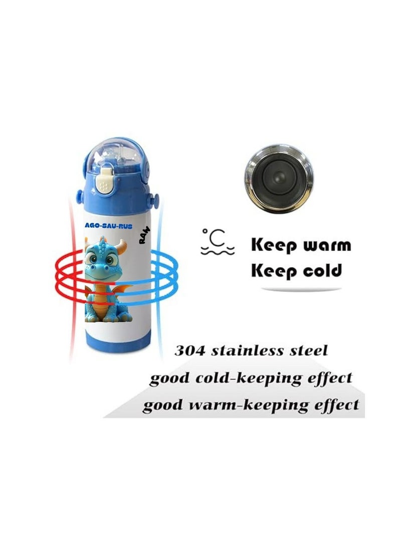 PRINTSHOP4ME Kids Unisex Insulated Stainless Steel Water Bottle With Straw-Insulated For Hot&Cold Drinks|Ideal For School|Kids Boys And Girls Water Bottle Easy-To-Carry-350ml  - Image 5