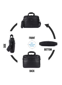 LAVERI LEATHER LAVERI® Genuine Leather Office Bag for Men, 15.6 Inch Laptop Bag, CrossBody Messenger Bag Adjustable Strap, Multiple Compartments, VIP Quality, 1 Year Warranty #2816 (Black VIP)  - Image 4