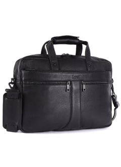 LAVERI LEATHER LAVERI® Genuine Leather Office Bag for Men, 15.6 Inch Laptop Bag, CrossBody Messenger Bag Adjustable Strap, Multiple Compartments, VIP Quality, 1 Year Warranty #2816 (Black VIP)  - Image 1