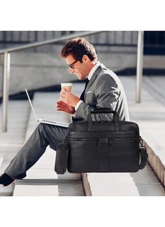 LAVERI LEATHER LAVERI® Genuine Leather Office Bag for Men, 15.6 Inch Laptop Bag, CrossBody Messenger Bag Adjustable Strap, Multiple Compartments, VIP Quality, 1 Year Warranty #2816 (Black VIP)  - Image 3