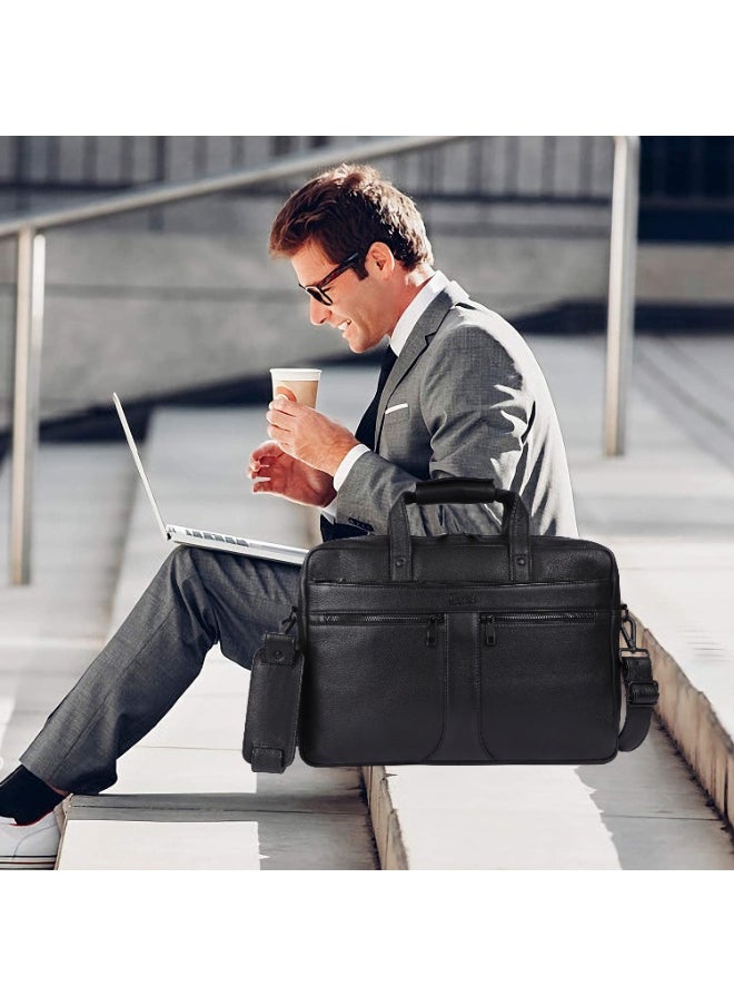 LAVERI LEATHER LAVERI® Genuine Leather Office Bag for Men, 15.6 Inch Laptop Bag, CrossBody Messenger Bag Adjustable Strap, Multiple Compartments, VIP Quality, 1 Year Warranty #2816 (Black VIP)  - Image 3