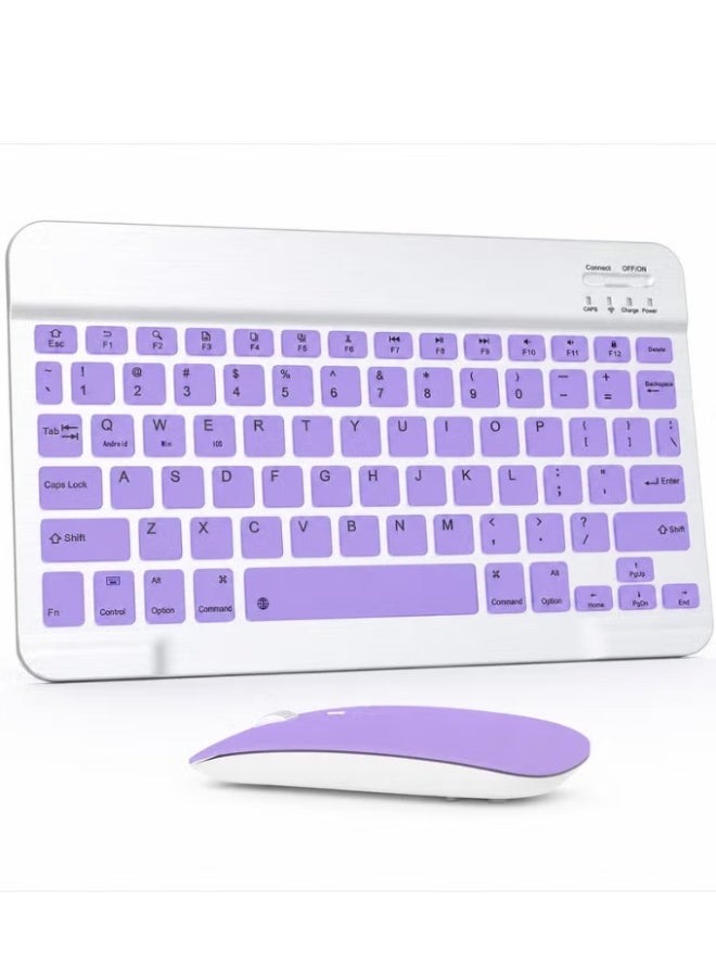 ELTRAZONE Wireless Bluetooth Keyboard & Mouse Combo – Ultra-Slim Rechargeable Silent Typing Set for Android, Windows, Tablets & Phones – Compact Portable Keyboard and Mouse – Purple - Image 1