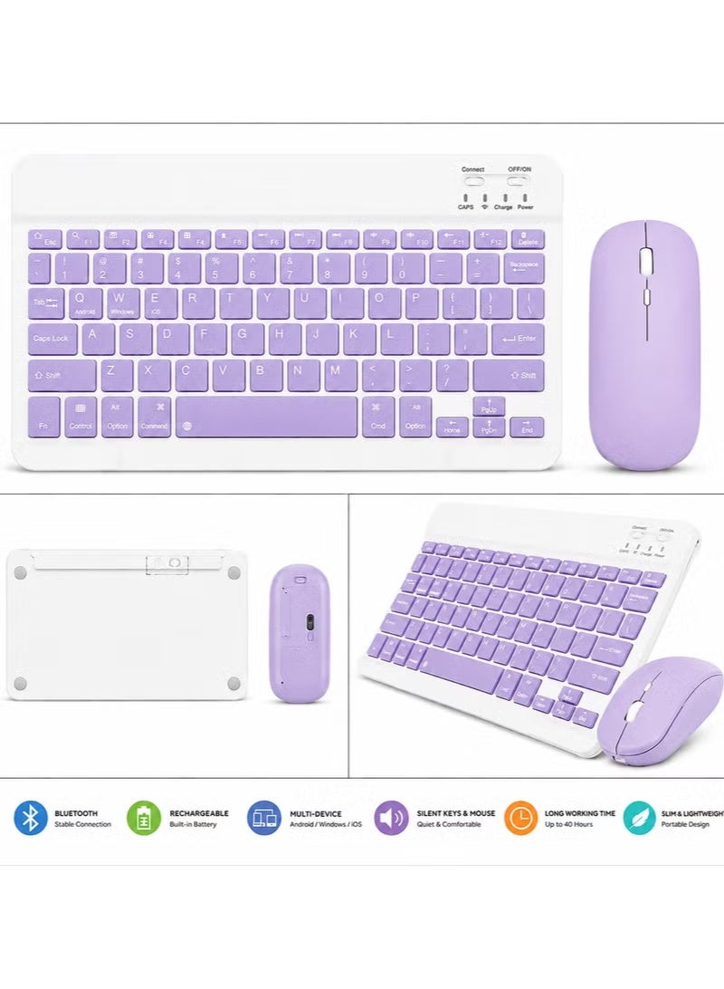 ELTRAZONE Wireless Bluetooth Keyboard & Mouse Combo – Ultra-Slim Rechargeable Silent Typing Set for Android, Windows, Tablets & Phones – Compact Portable Keyboard and Mouse – Purple - Image 2