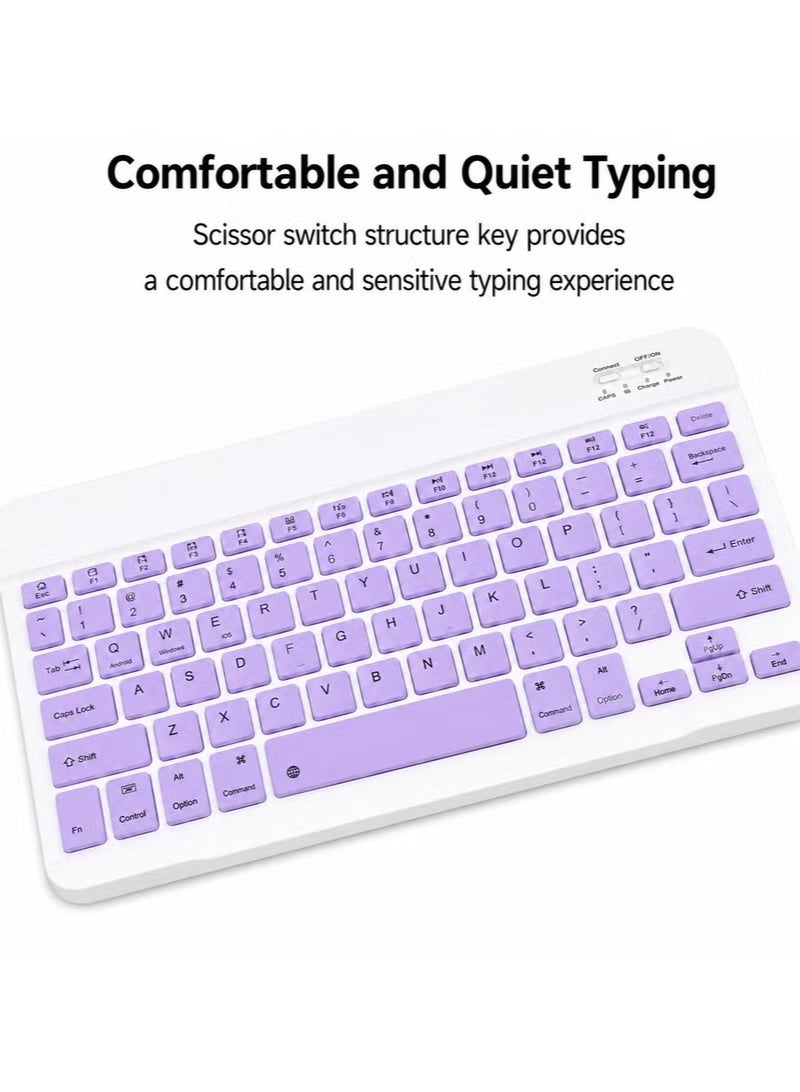 ELTRAZONE Wireless Bluetooth Keyboard & Mouse Combo – Ultra-Slim Rechargeable Silent Typing Set for Android, Windows, Tablets & Phones – Compact Portable Keyboard and Mouse – Purple - Image 4