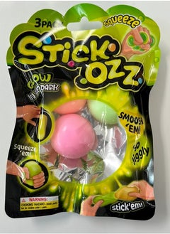 Kids Toys 3 in 1 Pack Squishy Balls Stick Ozz Glow in the Dark  - Image 1
