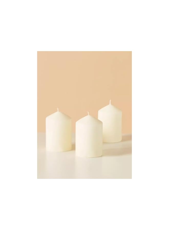 Green Tiger Premium Quality Pillar Candles, Unscented, Ivory (Pack of 6) - Image 3