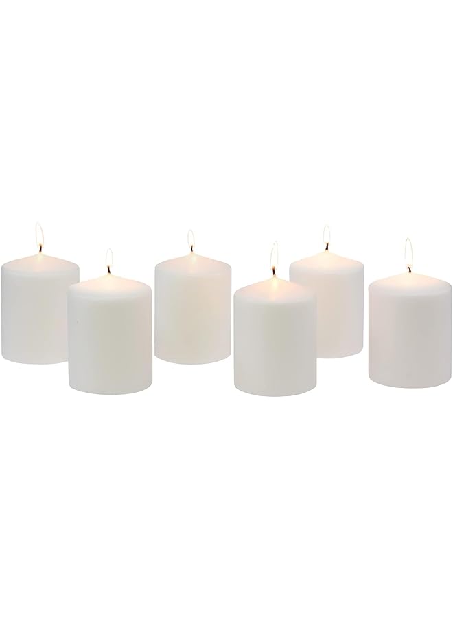 Green Tiger Premium Quality Pillar Candles, Unscented, Ivory (Pack of 6) - Image 1