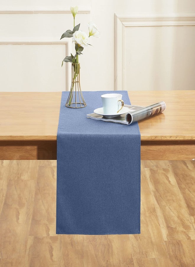 Winotic Vintage Blue Table Runner 13 x 90 Inches Long, Cotton Linen Table Linen for Memorial Day, Spring, Easter, Summer, Party, Wedding, Daily Kitchen Dining Home Decor (13" x 90", Vintage Blue) - Image 2