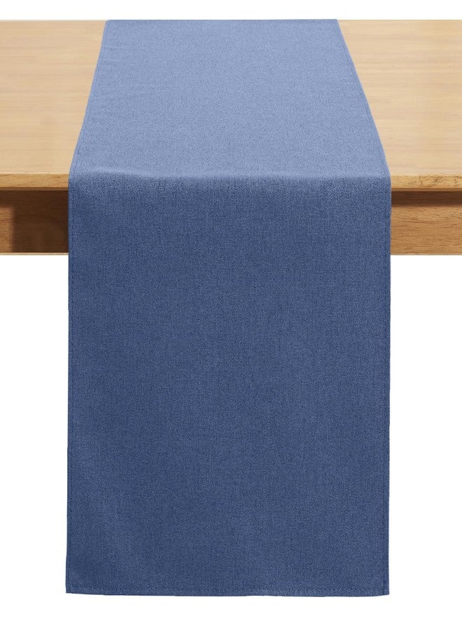 Winotic Vintage Blue Table Runner 13 x 90 Inches Long, Cotton Linen Table Linen for Memorial Day, Spring, Easter, Summer, Party, Wedding, Daily Kitchen Dining Home Decor (13" x 90", Vintage Blue) - Image 1