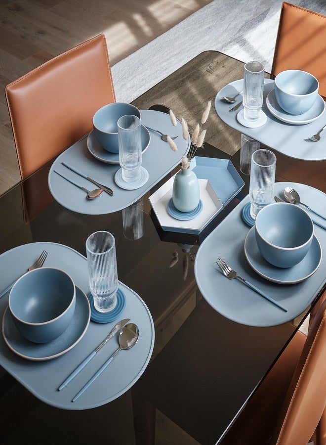 LINE+ARC Large Silicone Placemat 20.5” x 13” with 3mm-Thick Raised Rim (Set of 2 Smoke Degrē Placemats). for Adults Babies Easy-to-Clean, Washable, Waterproof, Food-Grade, Oval, Modern, Outdoor, Tablemats. - Image 2