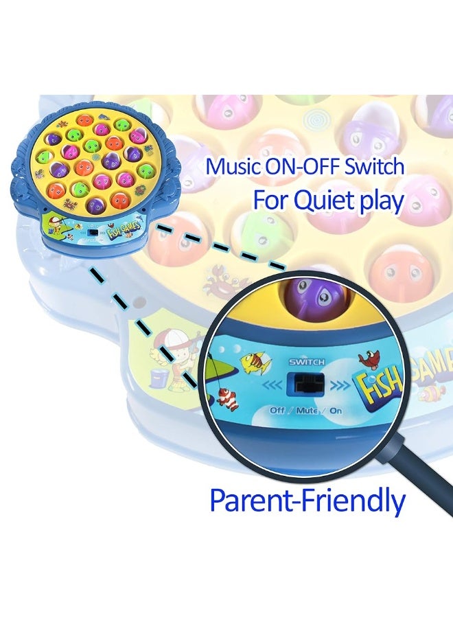 Haktoys Fishing Game Play Set Includes 21 Fish and 4 Fishing Poles on Rotating Board with Music On/Off Switch for Quiet Play | Board Game for 1-4 Players - Image 3