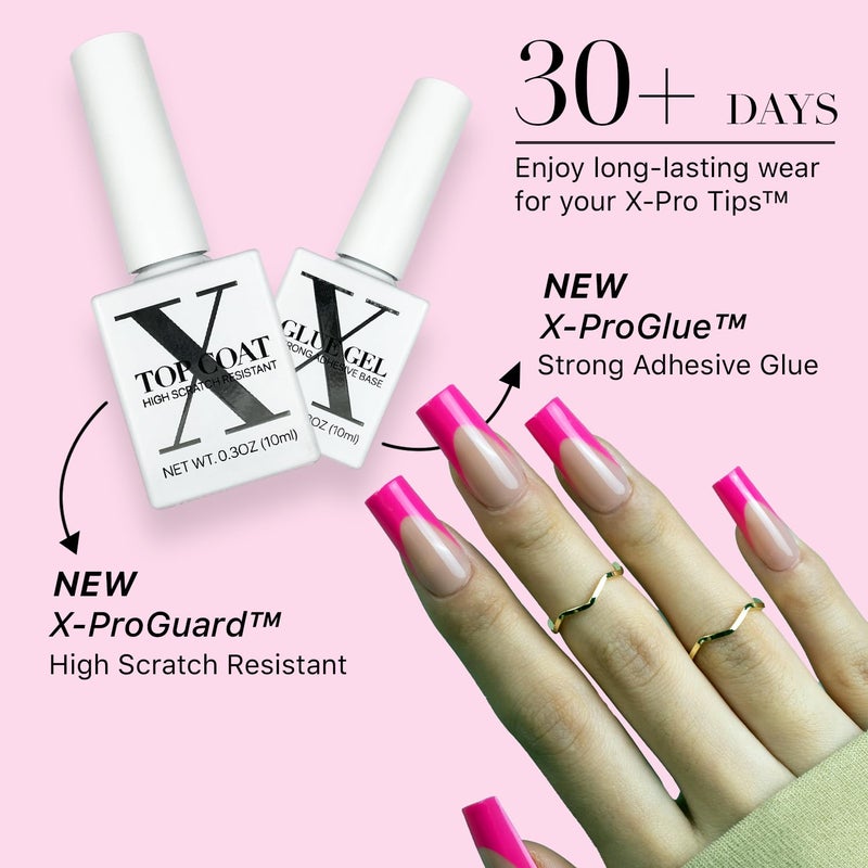 SXC Cosmetics X-Pro Tips French Tip Press On Nails - Bright Pastel Glow in the Dark Series (GLOW117KIT-M Square) - Image 5