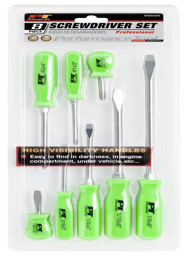 Performance Tool W904GN High Visible Screwdriver Set, 8-Piece, Green - Image 3
